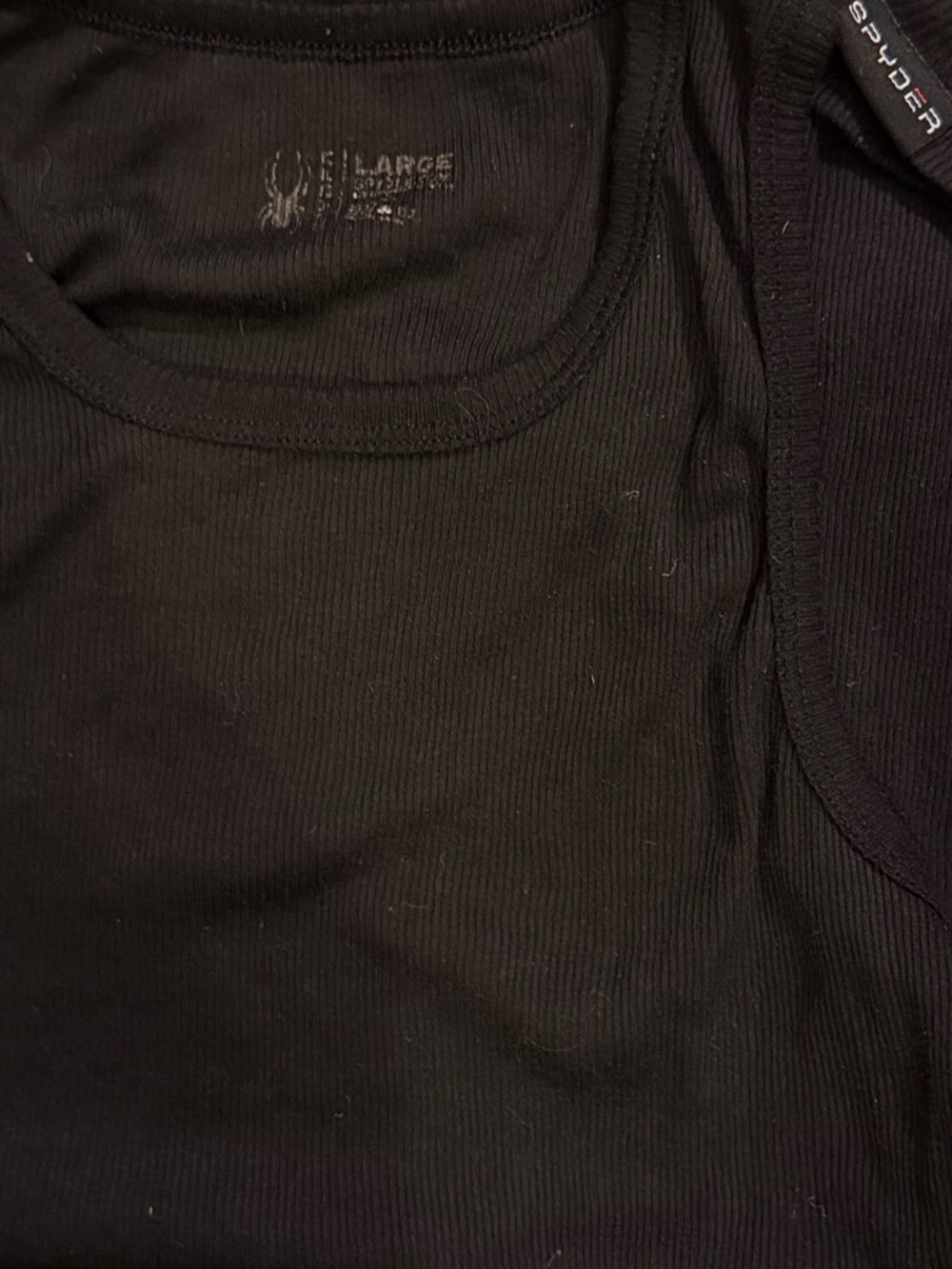 Spyder Black Ribbed Men's Tank Top WORKOUT SHIRT WIFE BEATER BODYBUILDER ATHLETE - Picture 3 of 4